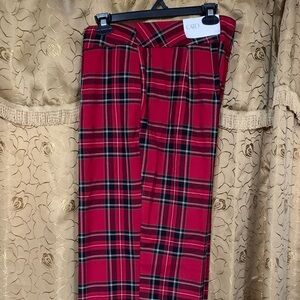 NWOT Women’s Cato Red,Black and Teal Green Plaid Pants. Size 16 W Wide Leg